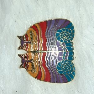 Laurel Burch cat brooch pin Rainbow Cats